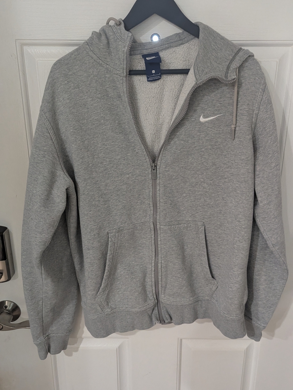 Nike Men's Light Gray Full-Zip Sherpa Hoodie